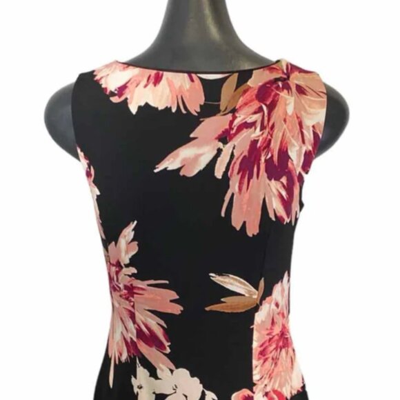 White House Black Market Black/Pink Floral Dress - Picture 3 of 8